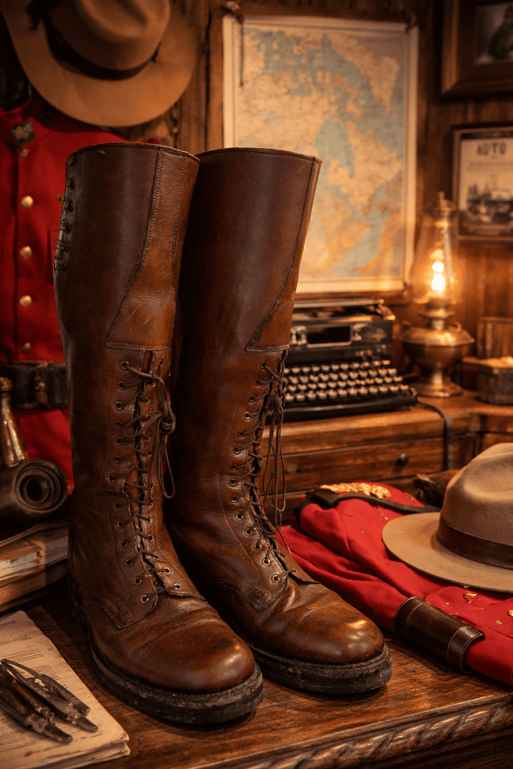 1950's Leather Royal Canadian Mounted Police Boots