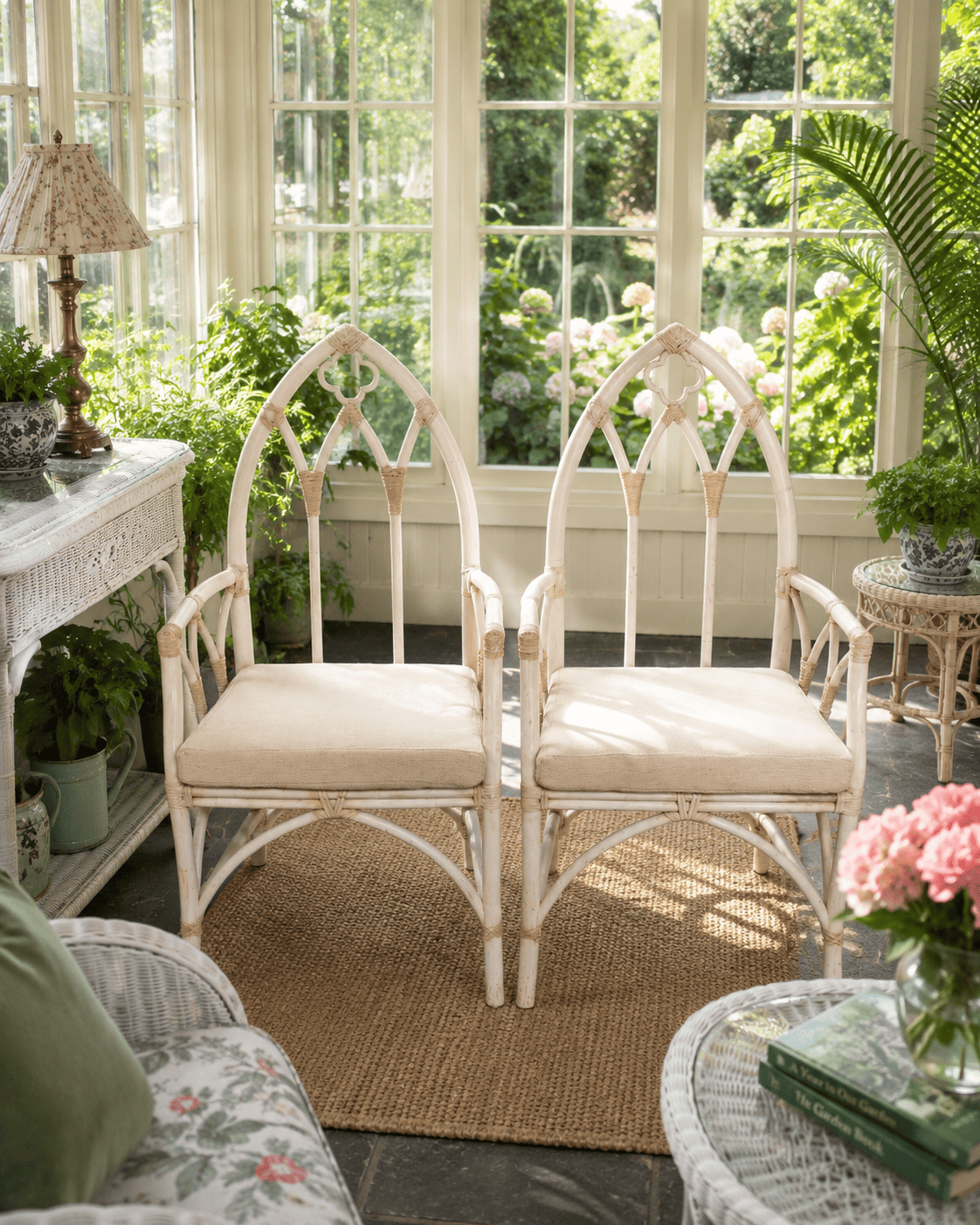 Pair of Vintage Rattan Bamboo Armchairs